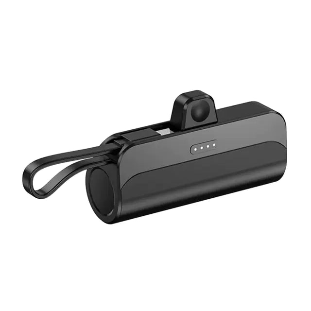 Gizmo Gadgets Wireless Capsule Mini Power Bank in sleek black design for on-the-go charging